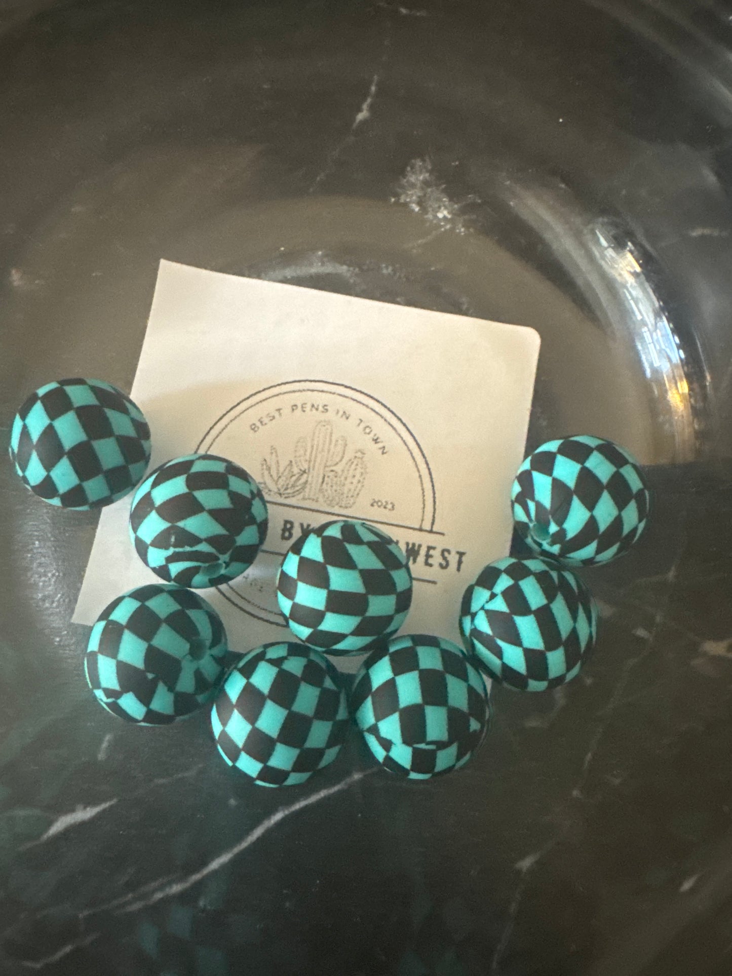 15mm Checkered Silicone Beads