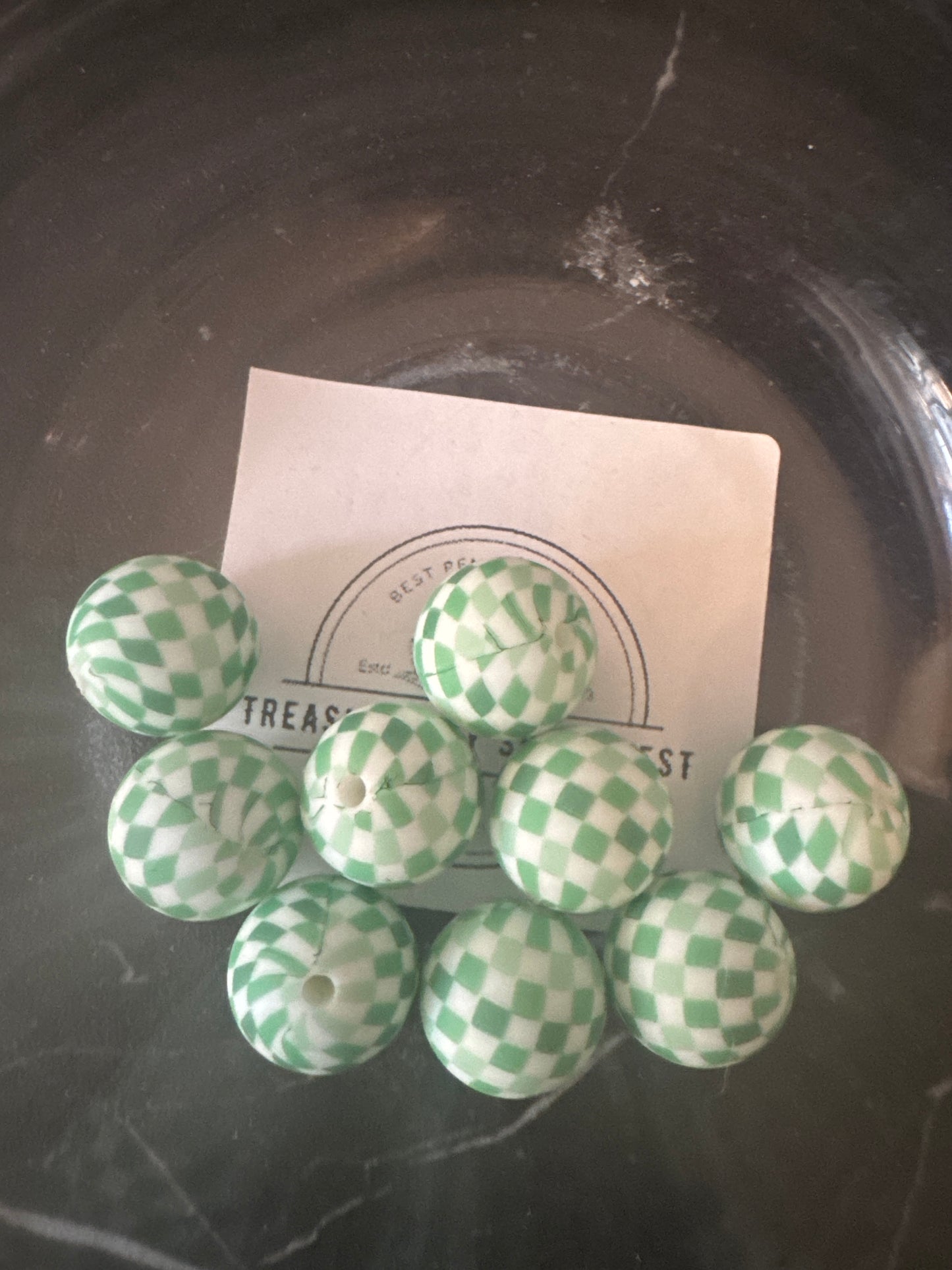 15mm Checkered Silicone Beads