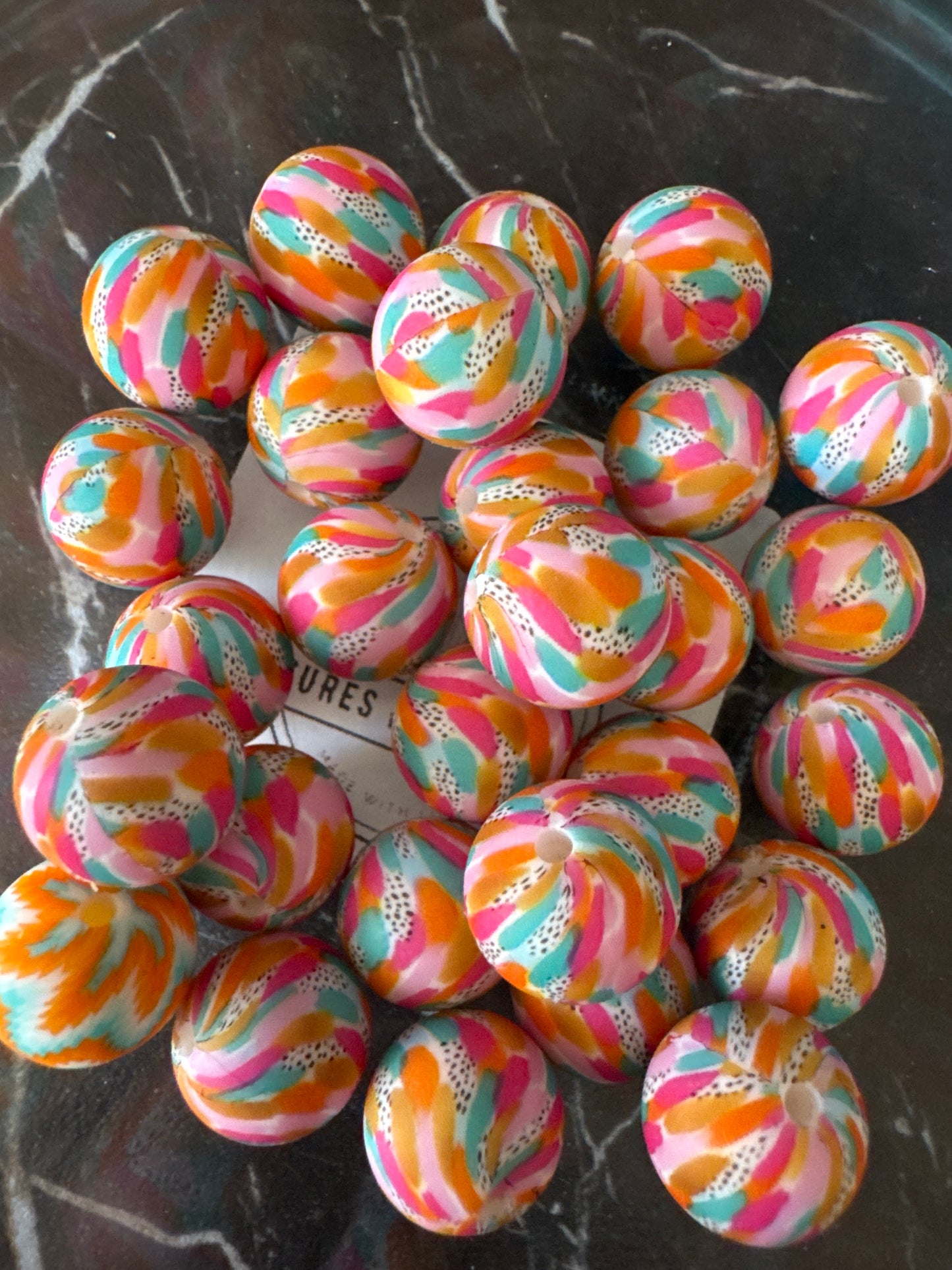 15mm Brushstroke Silicone Beads