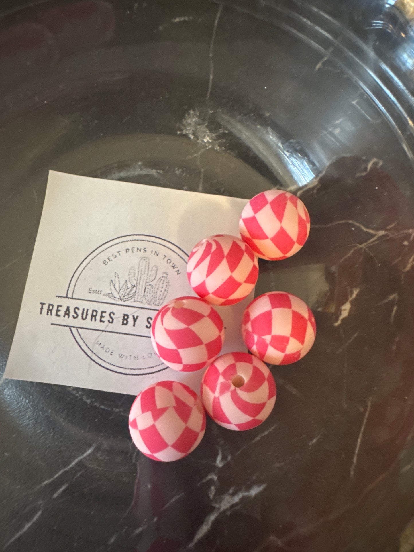 15mm Checkered Silicone Beads
