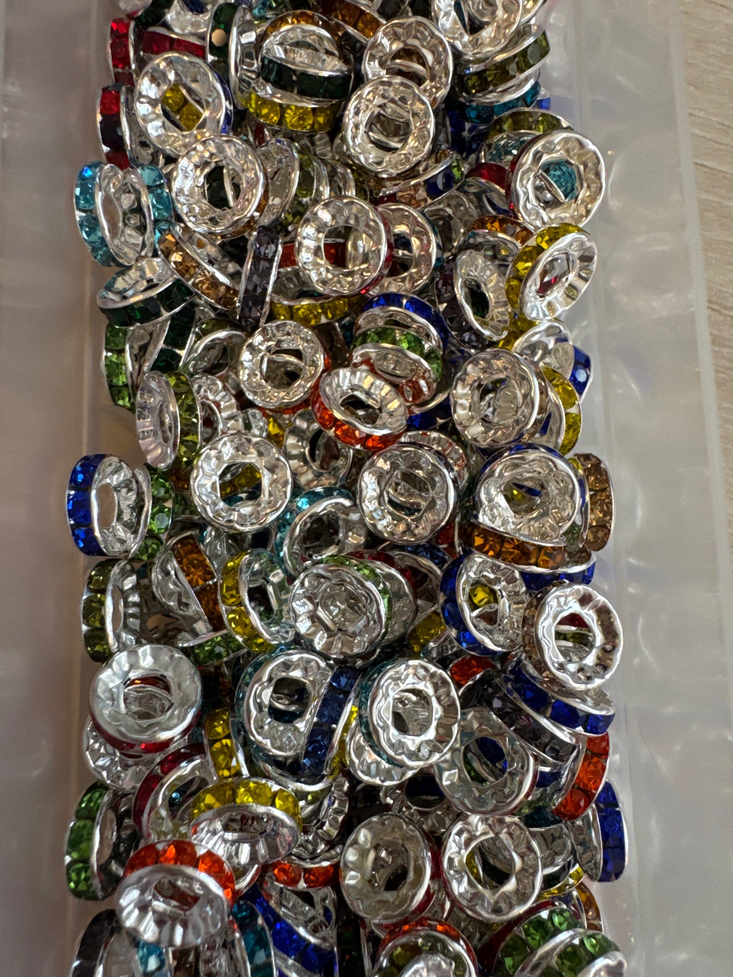 Large Hole Rhinestone Spacer beads - multicolor (mixed bag of 25)
