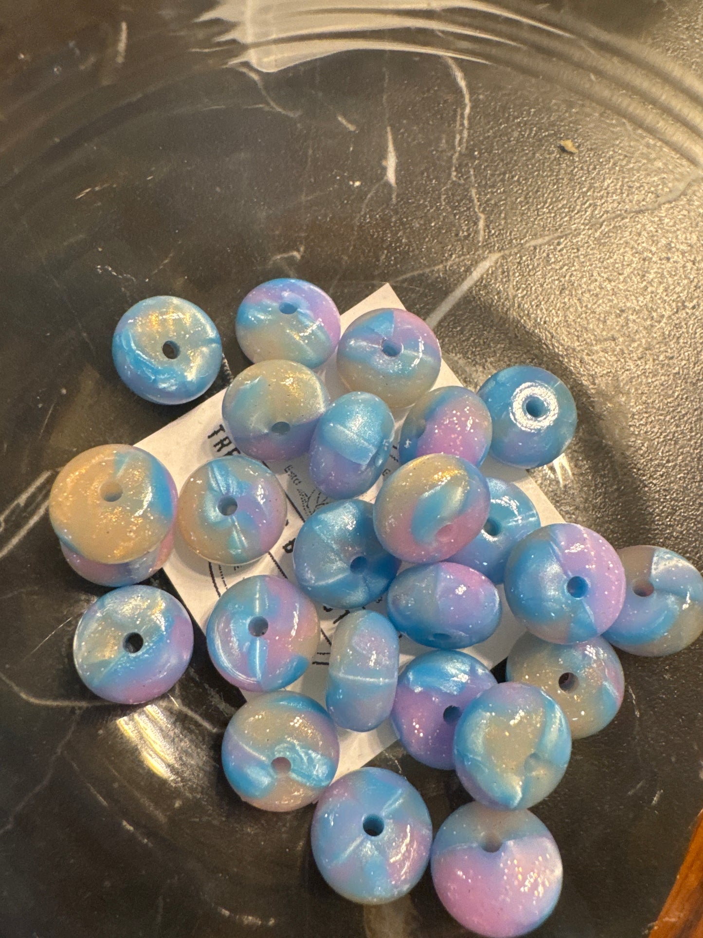 14mm Shimmer Opal Silicone Bead (Swirl & Confetti)