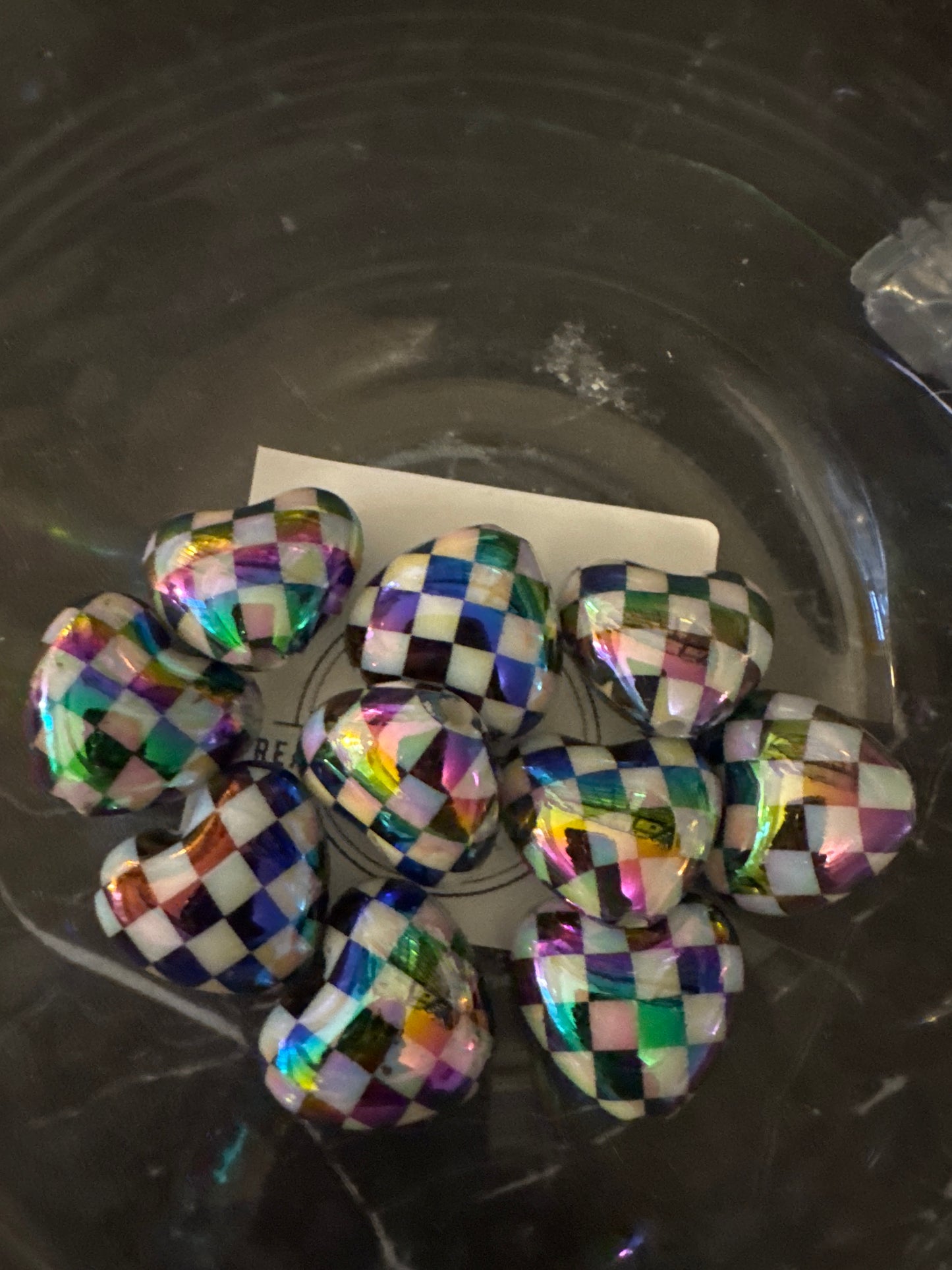 Black and White Checkered Acrylic Hearts