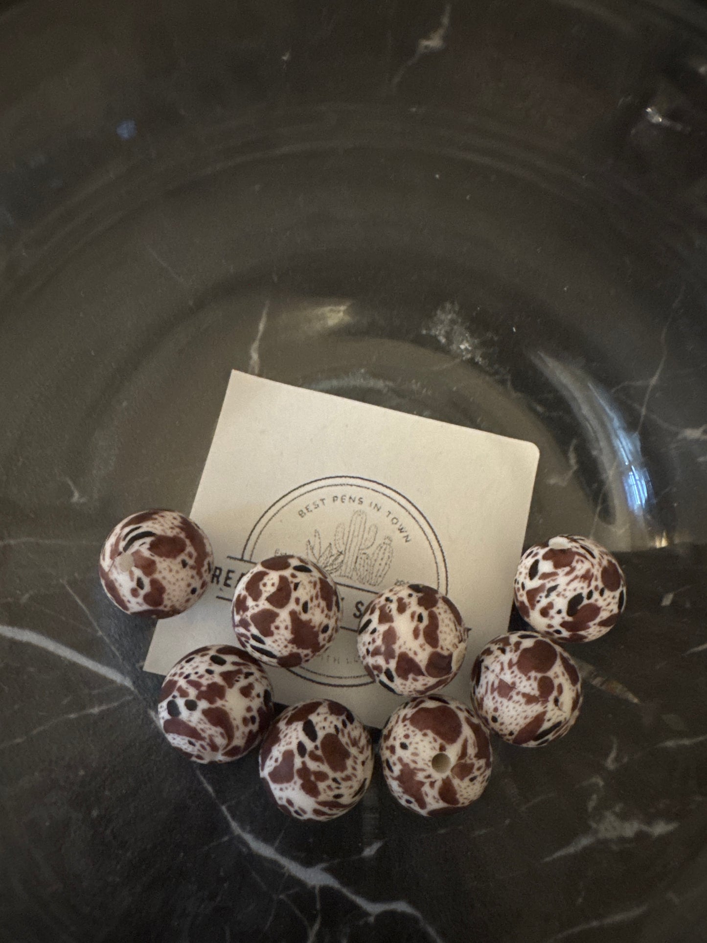 15mm Cow Print Silicone Beads