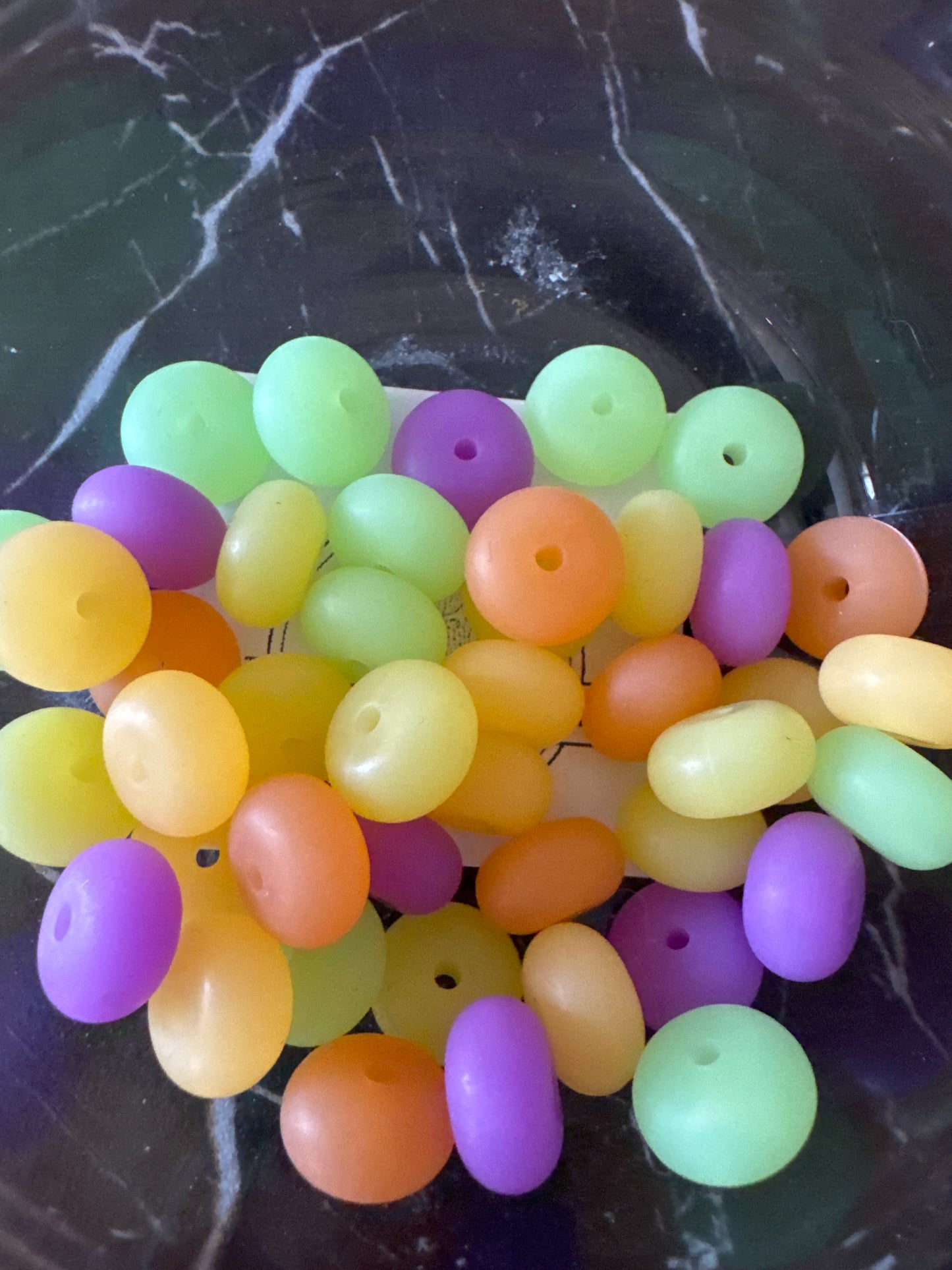 14mm Glow In The Dark Silicone Beads - Mixed Bag (5)