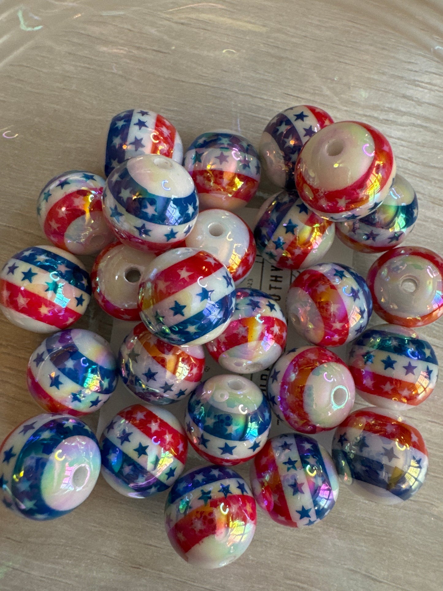 16mm Stars & Stripes Acrylic Beads