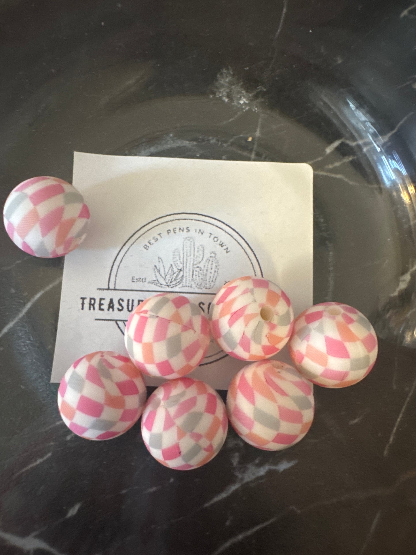15mm Checkered Silicone Beads