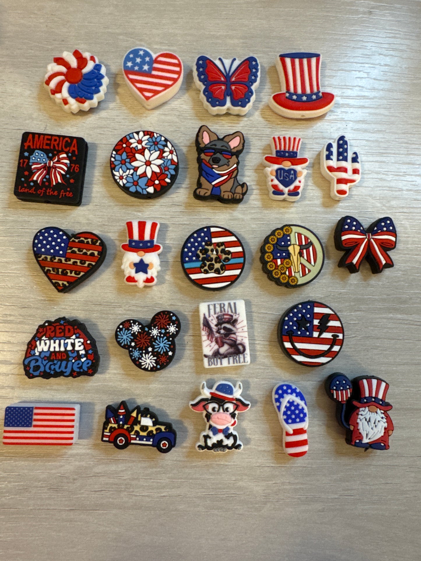 4th of July silicone focal beads
