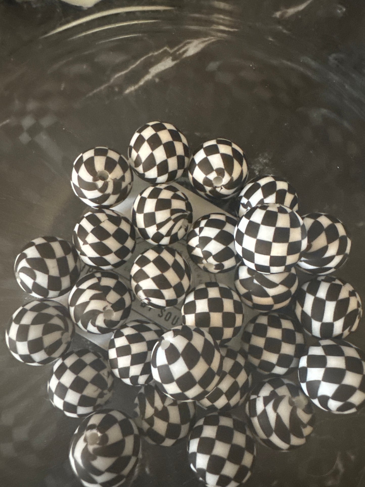 15mm Checkered Silicone Beads