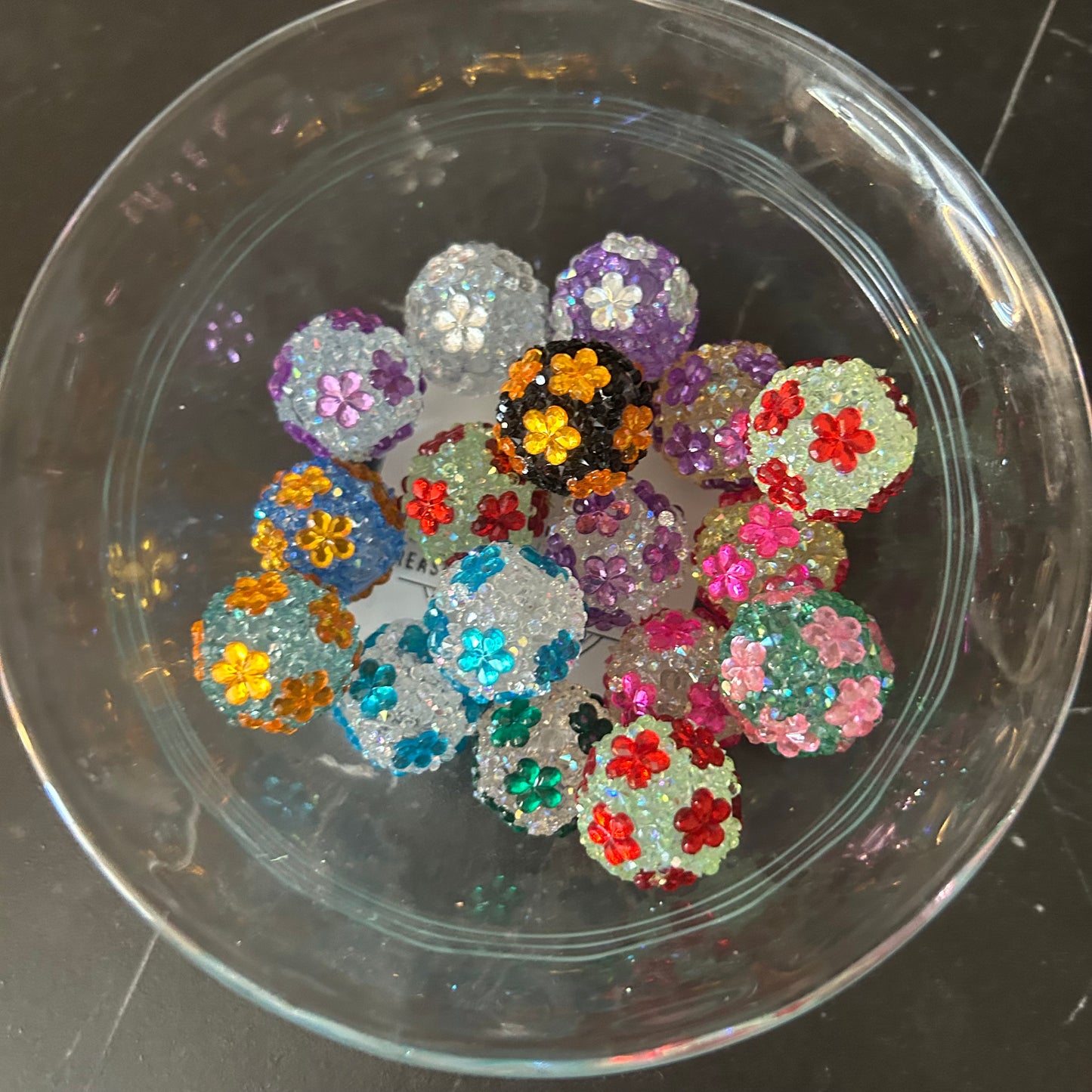 20mm Rhinestone Flower Beads