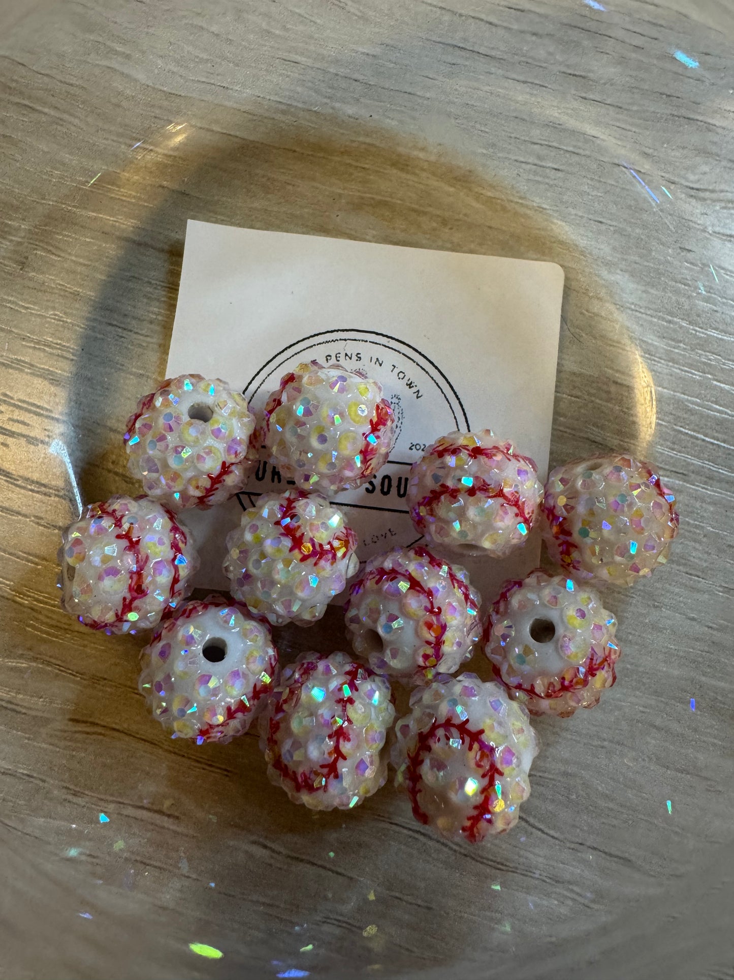 16mm Rhinestone Baseball Bead