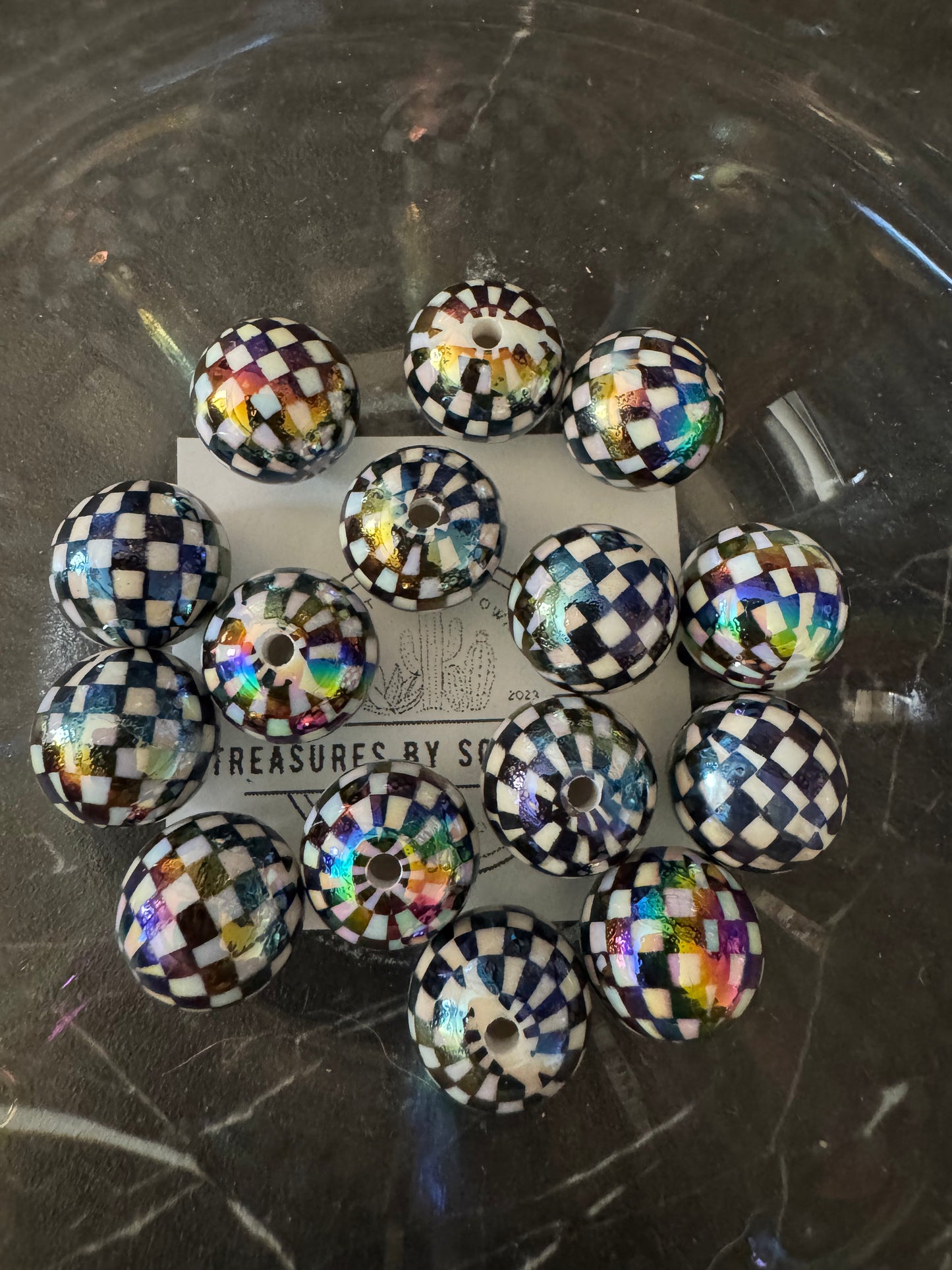 16mm Checkerboard Acrylic beads