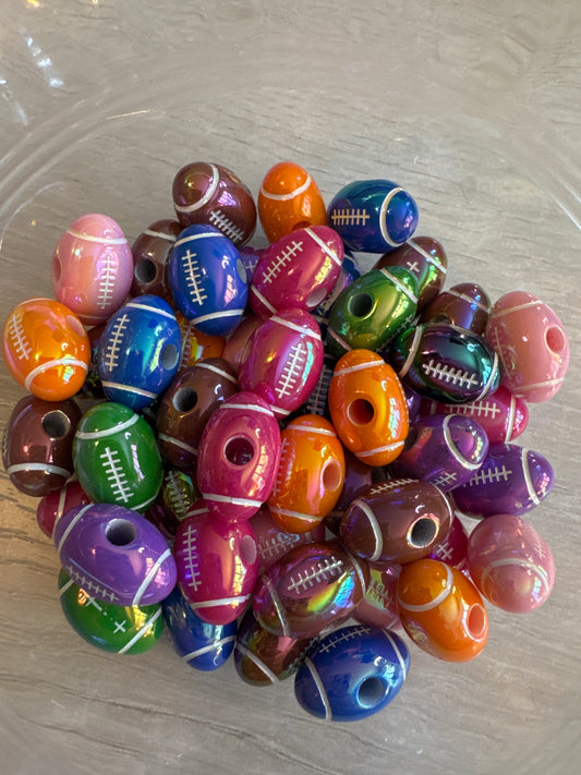 16mm Acrylic Football Colorful Beads (mixed bag of 5)