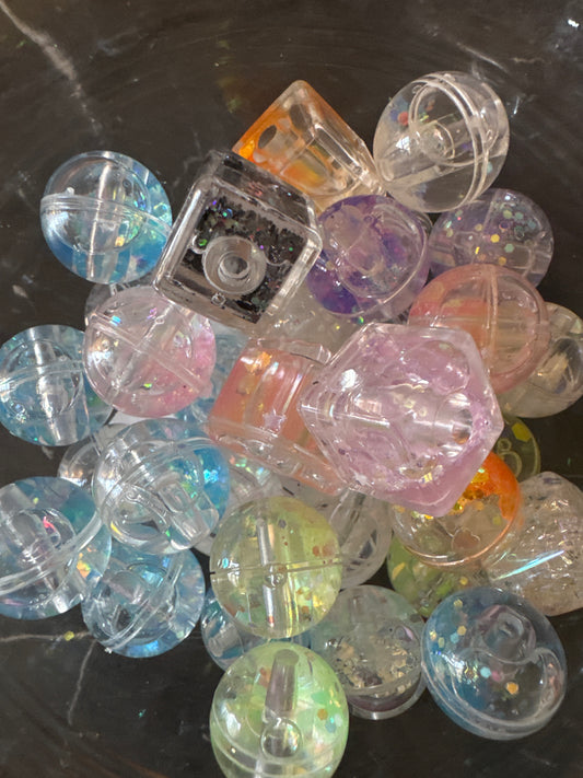 16mm Water/Glitter Beads (Circle & Cube) - Mixed Bag (5)
