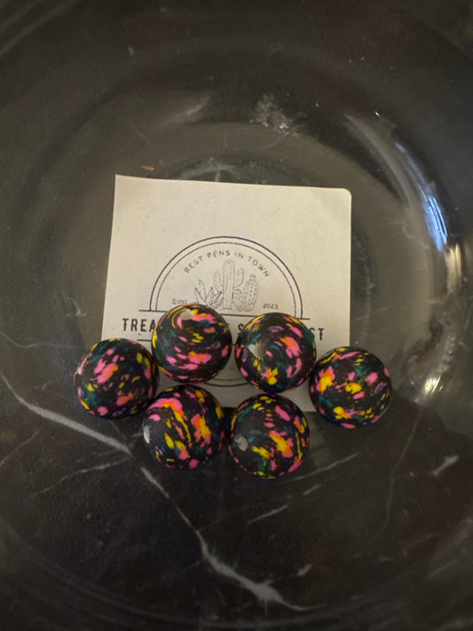 15mm 80s/90s Paint Splatter Silicone Beads