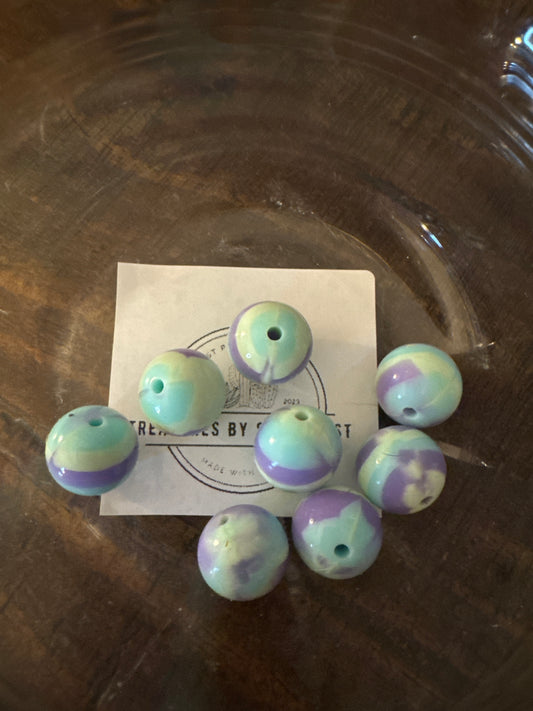 15mm Round Shimmer Opal Silicone Beads (Swirl & Confetti)