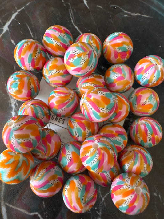 15mm Brushstroke Silicone Beads