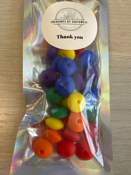 12mm Rainbow Silicone lentil beads