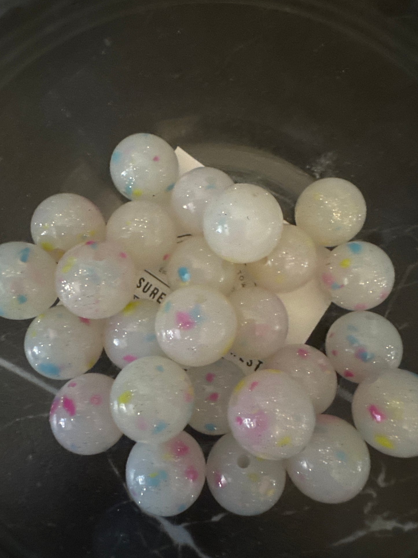 15mm Round Shimmer Opal Silicone Beads (Swirl & Confetti)