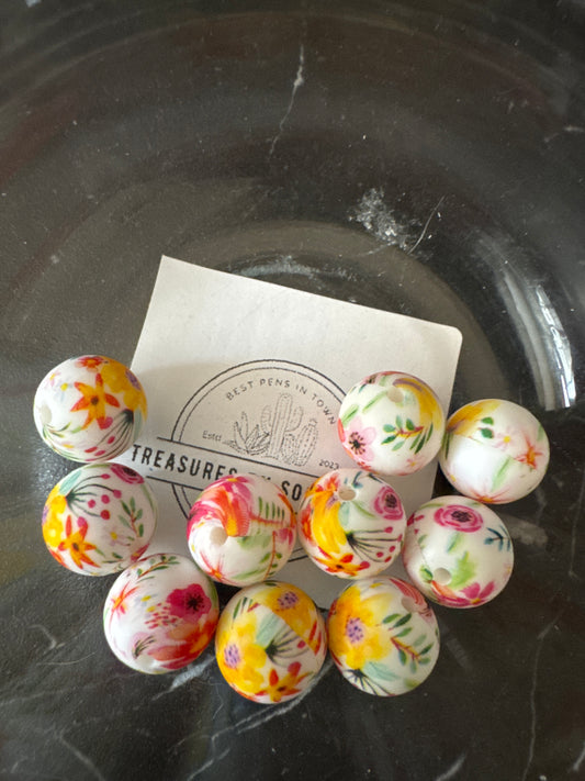 15mm Bright Flower Silicone Bead