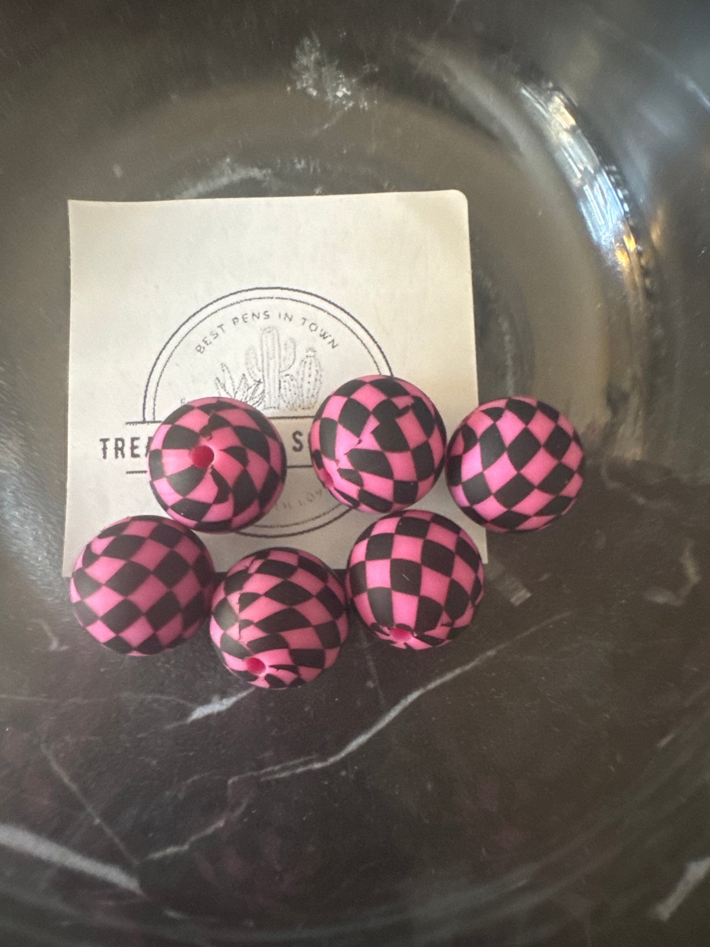 15mm Checkered Silicone Beads