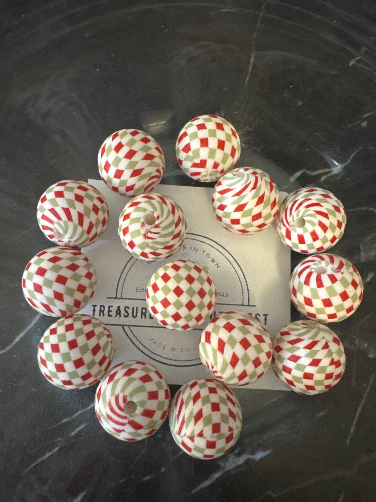 15mm Checkered Silicone Beads