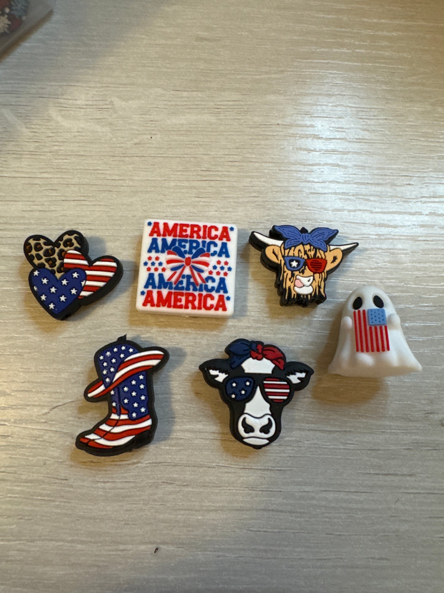 4th of July silicone focal beads