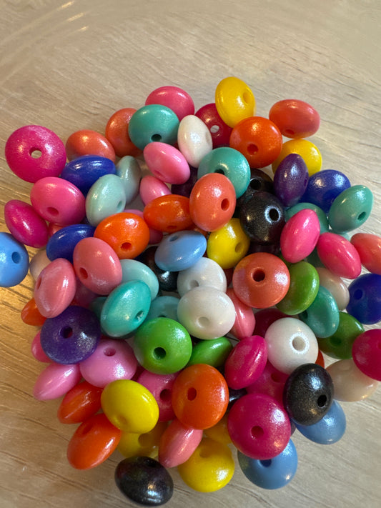 12mm Opal Silicone Lentil Beads - Mixed Bag (10)