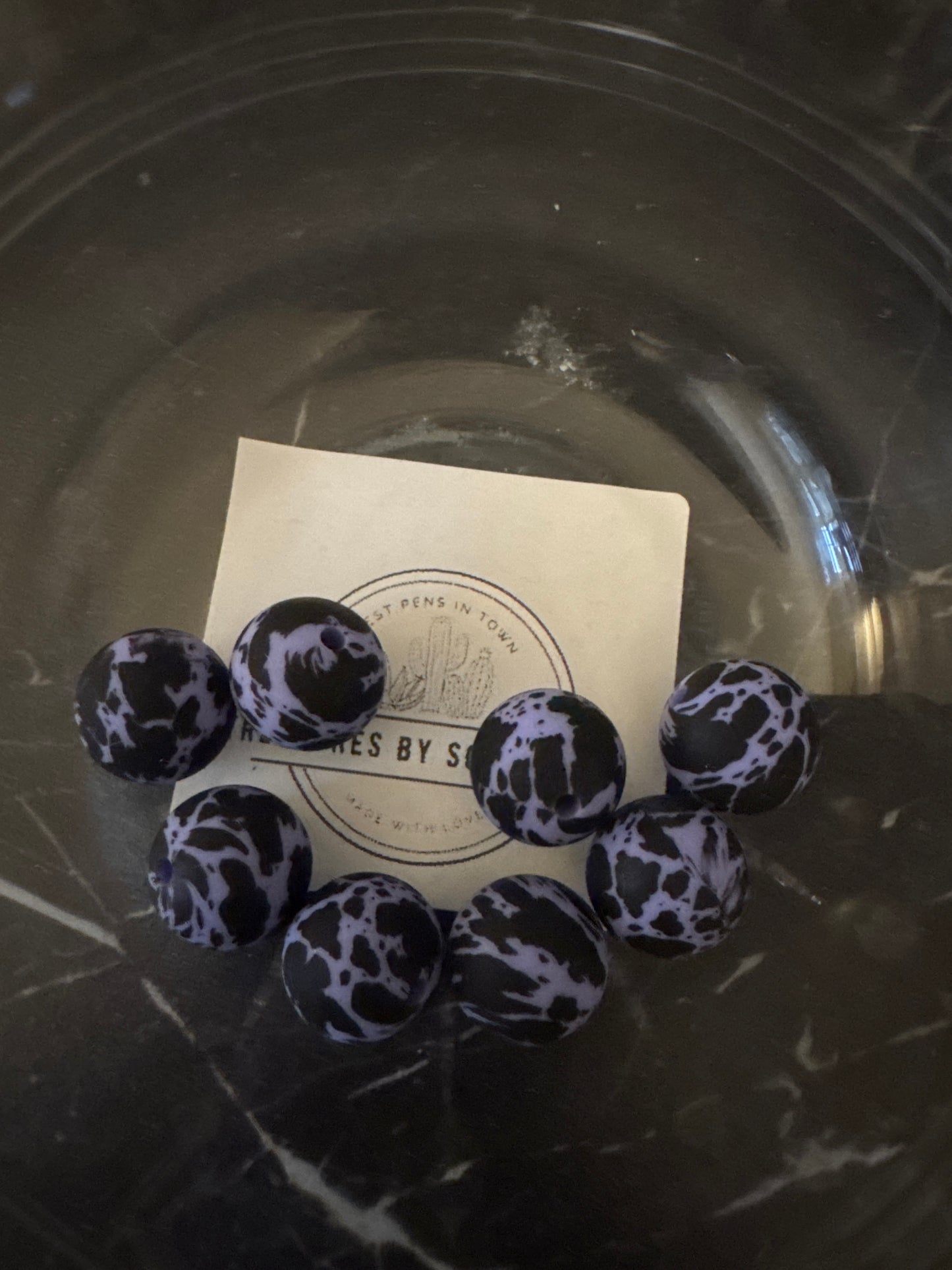 15mm Cow Print Silicone Beads