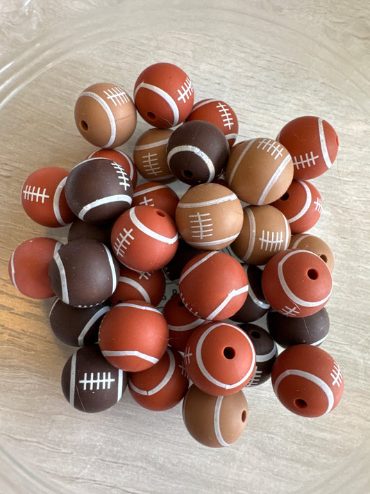 15mm Football Silicone Beads (Mixed Bag of 10)