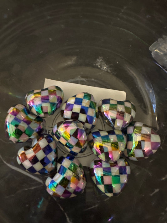Black and White Checkered Acrylic Hearts