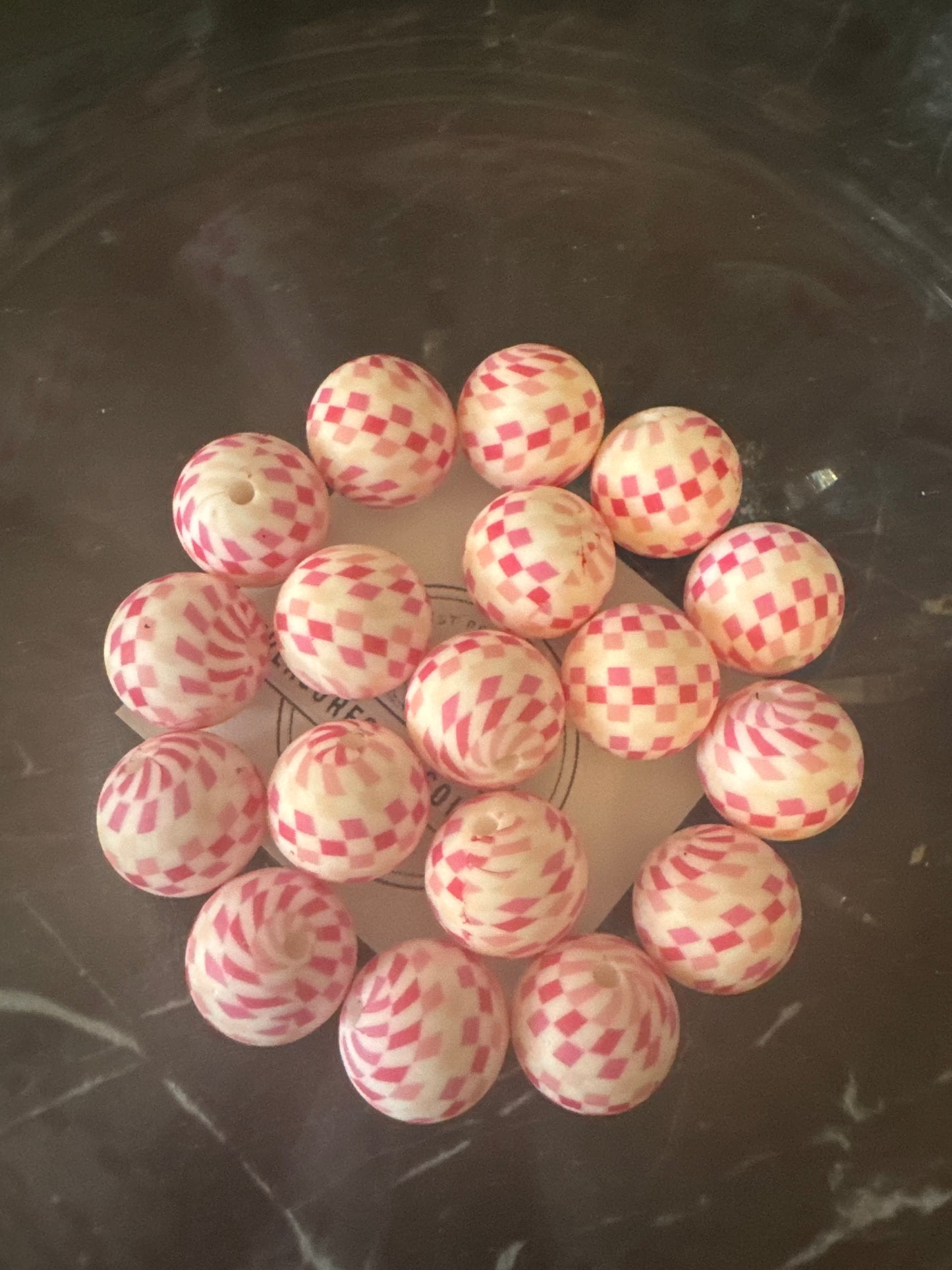 15mm Checkered Silicone Beads