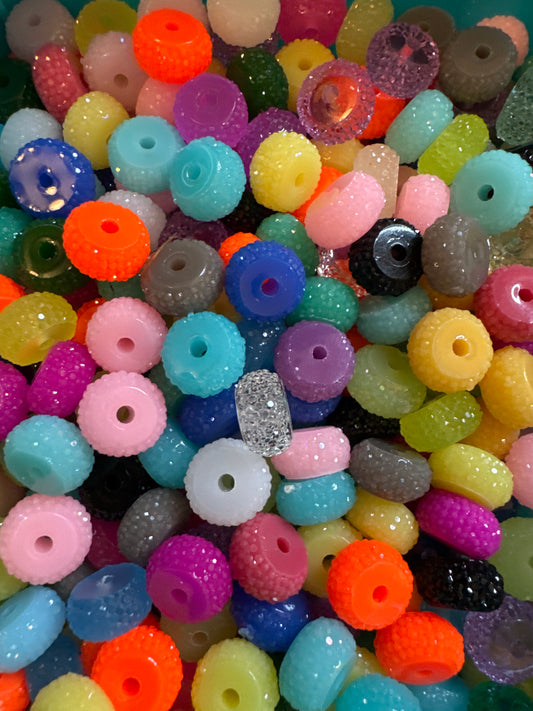 12mm Colorful Acrylic Spacers - Mixed Bag (15)