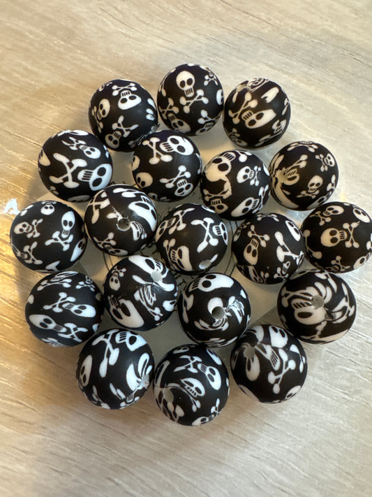 15mm Silicone Skull Bead