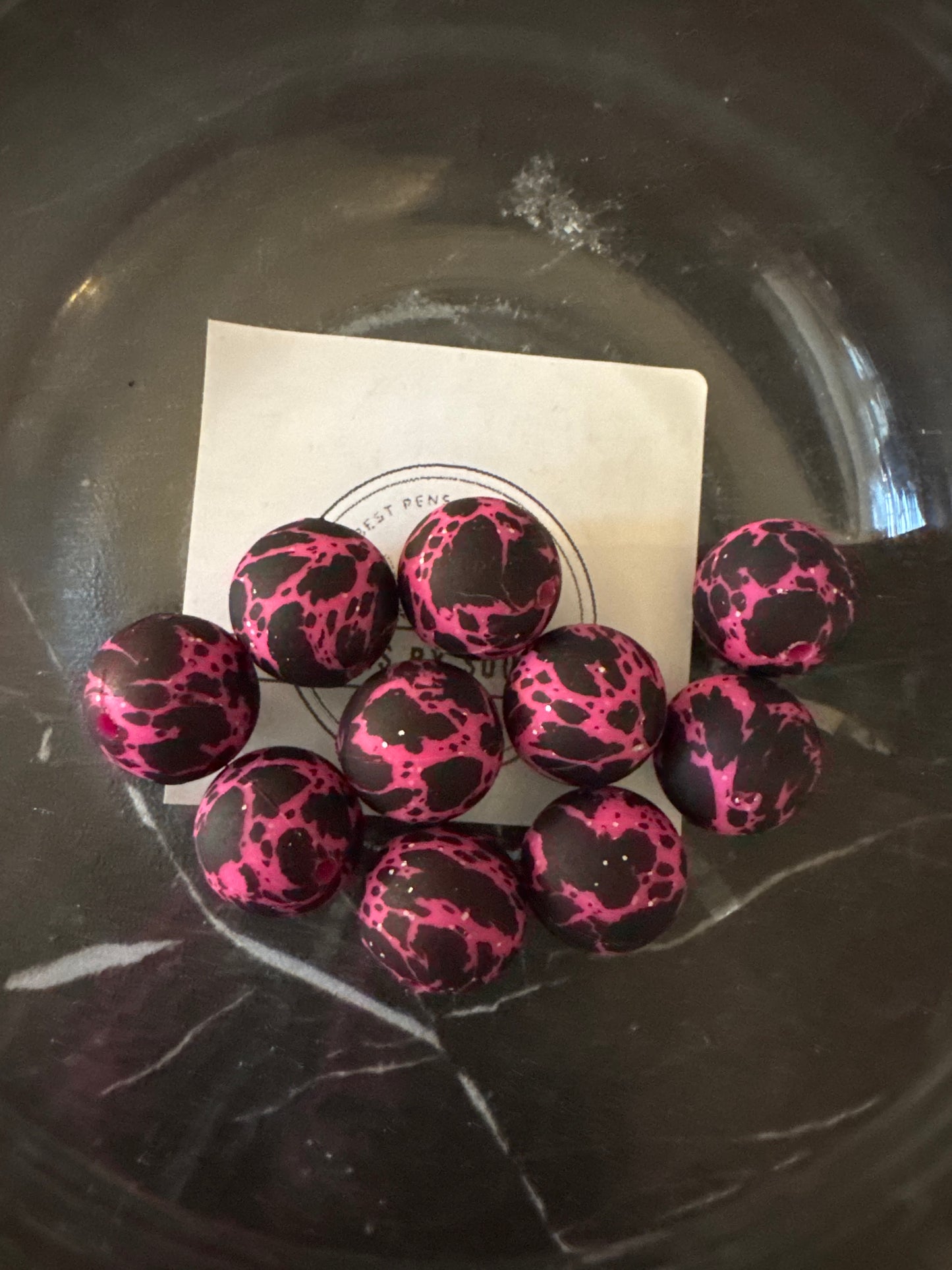 15mm Cow Print Silicone Beads
