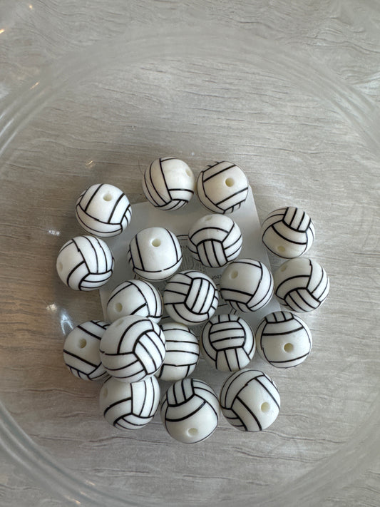 15mm Volleyball Silicone Beads
