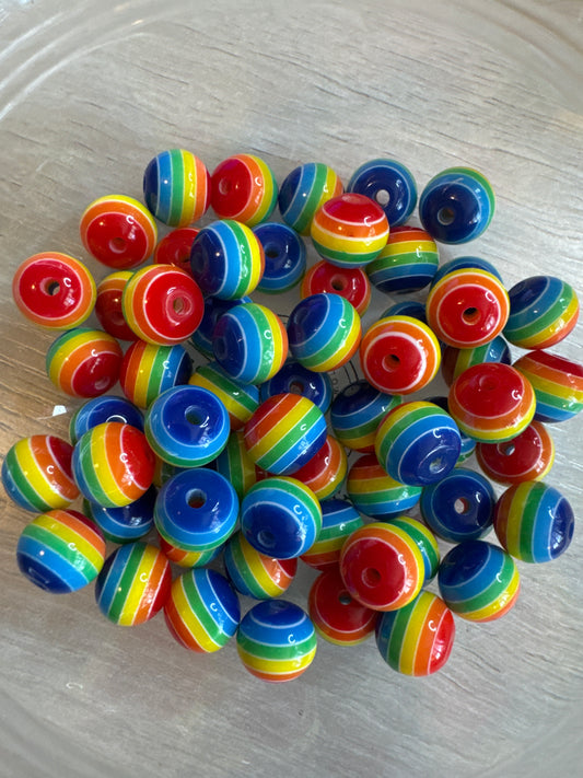 12mm Rainbow Acrylic Beads