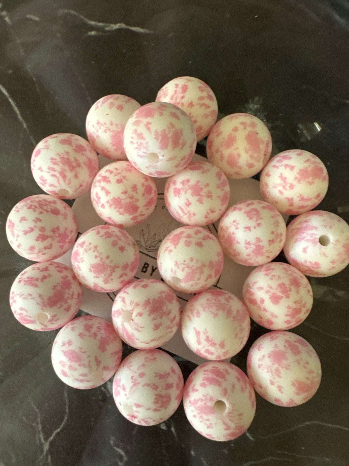 15mm/14mm Rosette pink floral silicone beads
