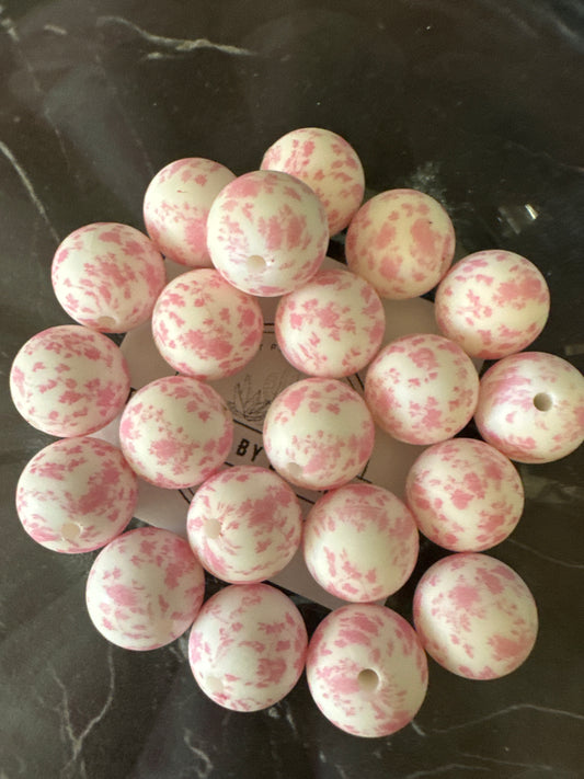 15mm/14mm Rosette pink floral silicone beads