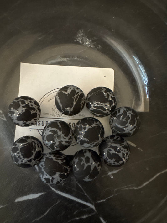 15mm Cow Print Silicone Beads