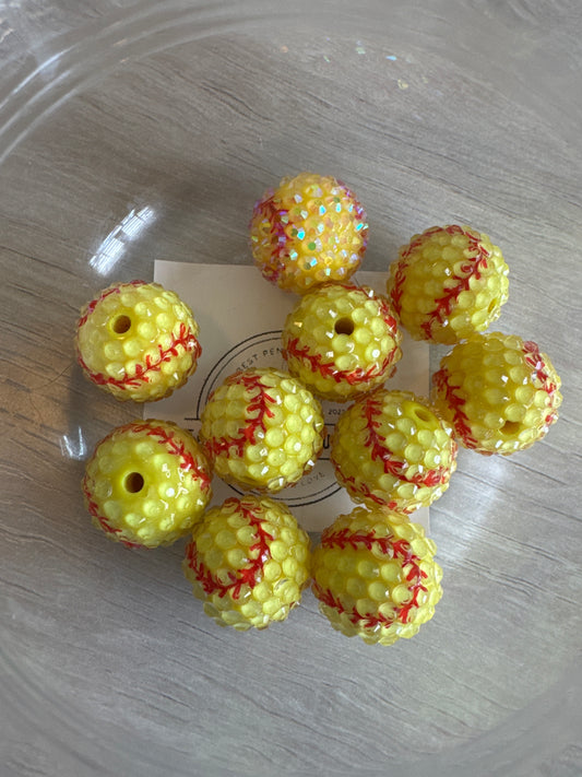 20mm Rhinestone Softball Bead