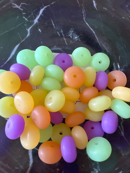 14mm Glow In The Dark Silicone Beads - Mixed Bag (5)
