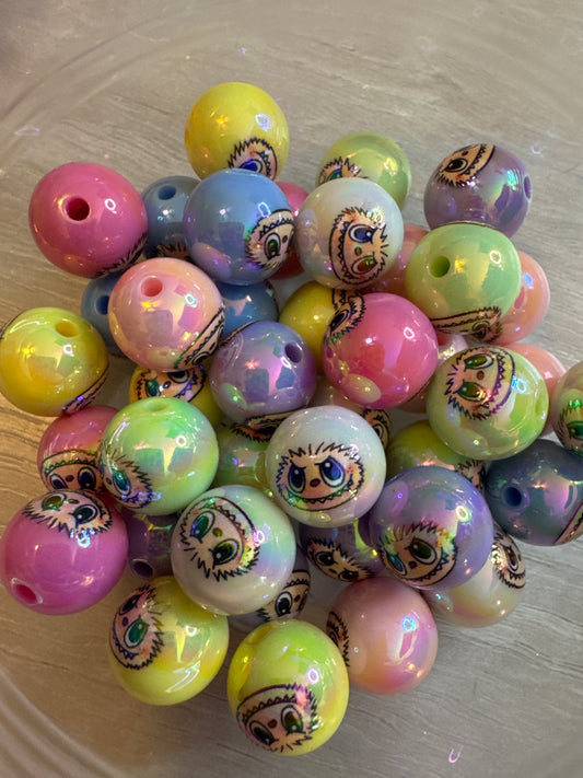 16mm Colorful Acrylic Labubu beads (mixed bag of 5)