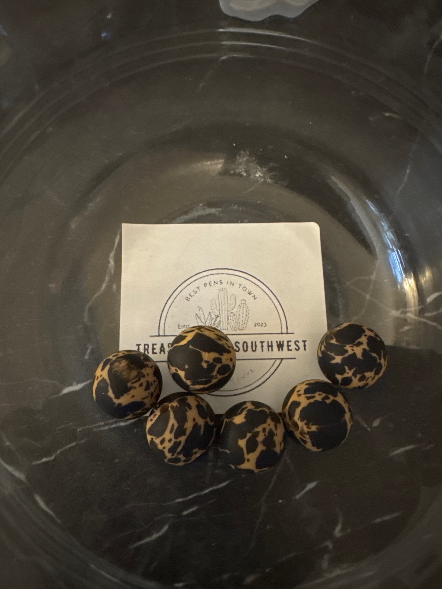 15mm Cow Print Silicone Beads