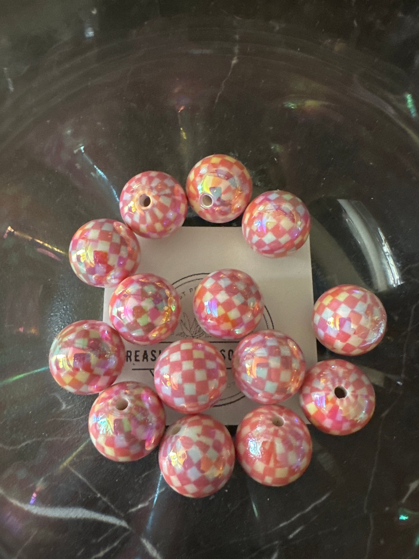 16mm Checkerboard Acrylic beads
