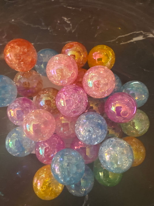 16mm Ombre Crackle Acrylic Beads - Mixed Bag (5)