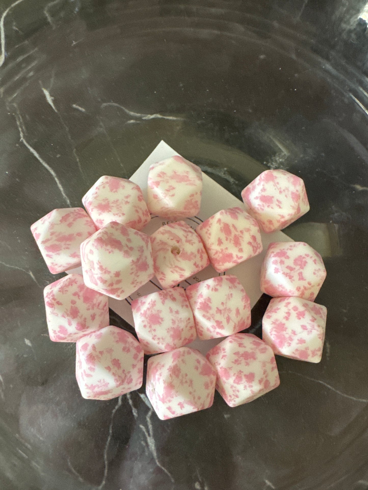 15mm/14mm Rosette pink floral silicone beads