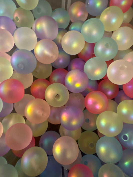 16mm Frosted Acrylic Beads - Mixed Bag (5)
