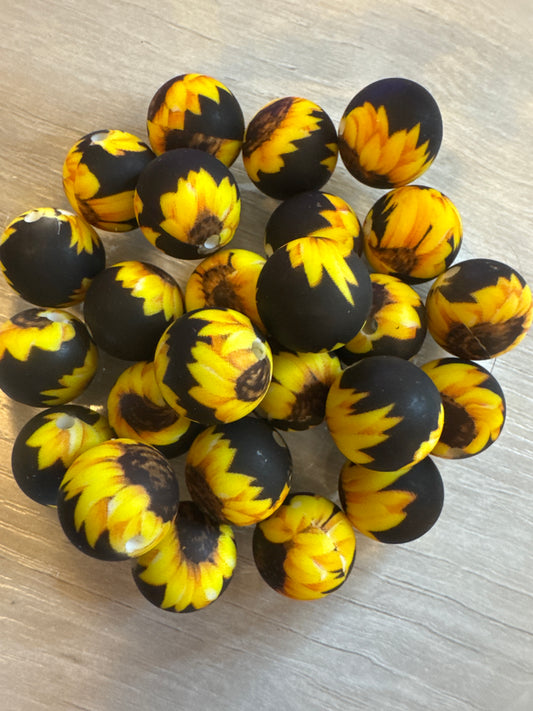 15mm Sunflower Silicone Beads