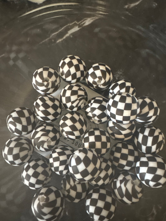 15mm Checkered Silicone Beads